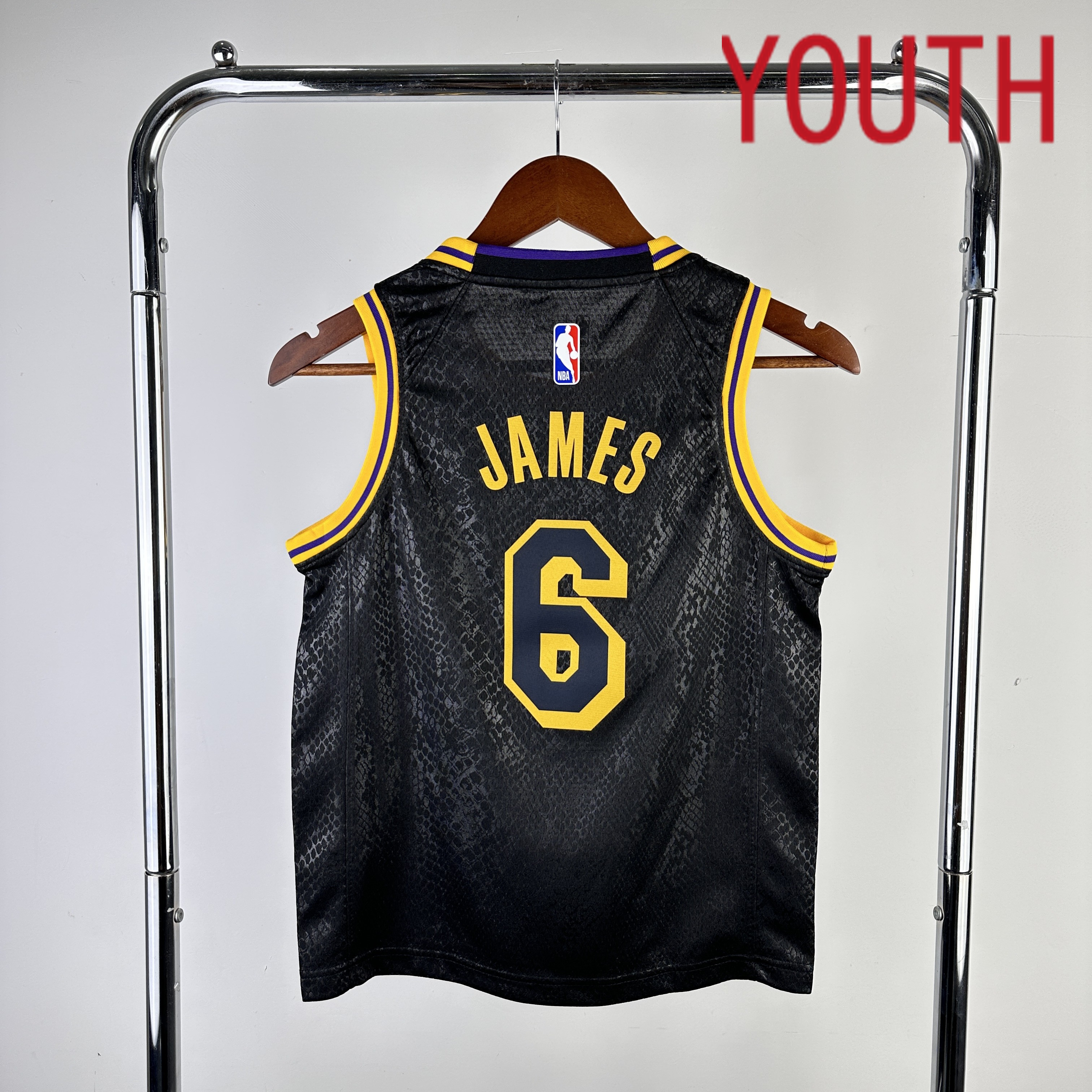 Youth Los Angeles Lakers #6 James Stitched Black Nike NBA 2024 Jersey->->Youth Jersey